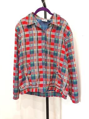 TanJay Women's Red Plaid Windbreaker Jacket